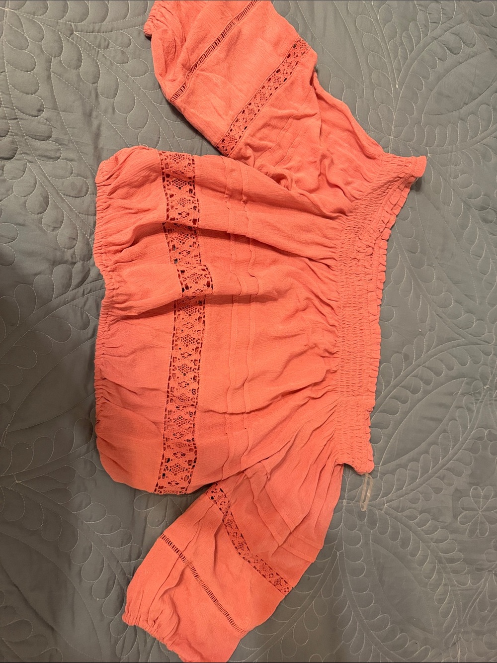 Aeropostale Coral Off-Shoulder Crop Top